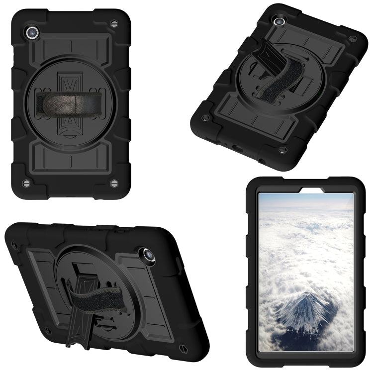 For Samsung Galaxy Tab A9 X110/X115 Silicone Hybrid PC Shockproof Tablet Case with Shoulder Strap(Black) - Galaxy Tab A9 by buy2fix | Online Shopping UK | buy2fix