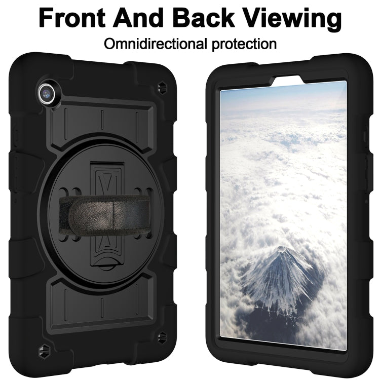 For Samsung Galaxy Tab A9 X110/X115 Silicone Hybrid PC Shockproof Tablet Case with Shoulder Strap(Black) - Galaxy Tab A9 by buy2fix | Online Shopping UK | buy2fix