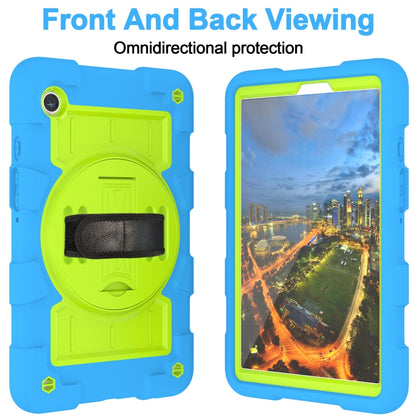 For Samsung Galaxy Tab A9 X110/X115 Silicone Hybrid PC Shockproof Tablet Case with Shoulder Strap(Bluish-Green) - Galaxy Tab A9 by buy2fix | Online Shopping UK | buy2fix