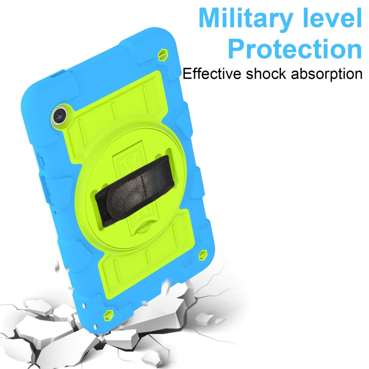 For Samsung Galaxy Tab A9 X110/X115 Silicone Hybrid PC Shockproof Tablet Case with Shoulder Strap(Bluish-Green) - Galaxy Tab A9 by buy2fix | Online Shopping UK | buy2fix