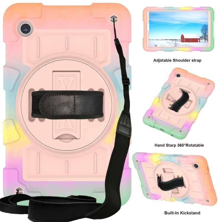For Samsung Galaxy Tab A9 X110/X115 Silicone Hybrid PC Shockproof Tablet Case with Shoulder Strap(Colorful Gold) - Galaxy Tab A9 by buy2fix | Online Shopping UK | buy2fix