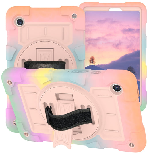 For Samsung Galaxy Tab A9 X110/X115 Silicone Hybrid PC Shockproof Tablet Case with Shoulder Strap(Colorful Gold) - Galaxy Tab A9 by buy2fix | Online Shopping UK | buy2fix