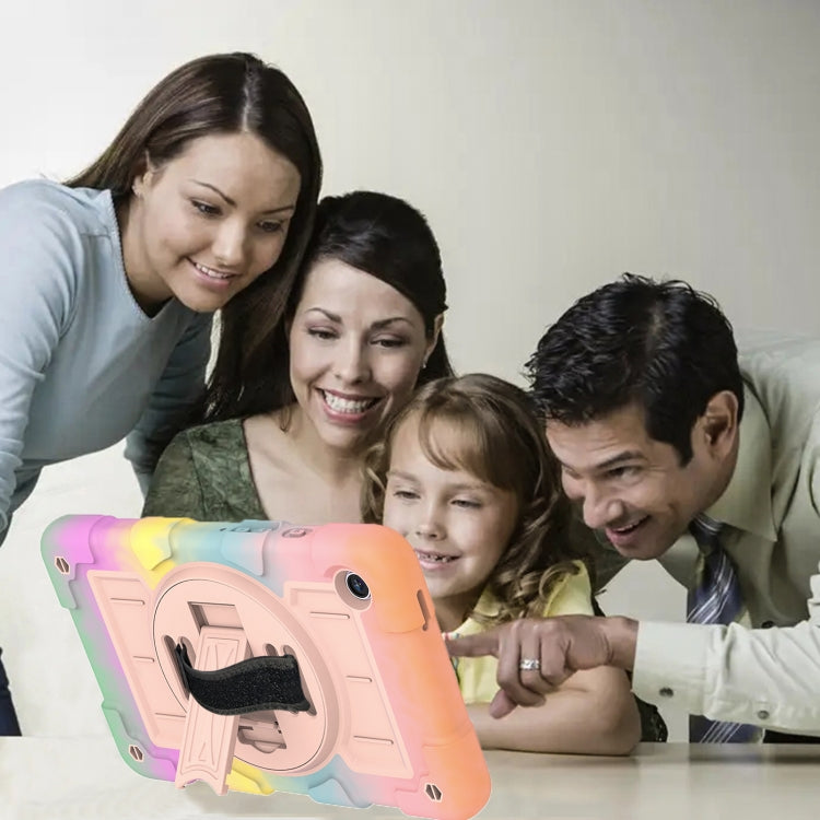 For Samsung Galaxy Tab A9 X110/X115 Silicone Hybrid PC Shockproof Tablet Case with Shoulder Strap(Colorful Gold) - Galaxy Tab A9 by buy2fix | Online Shopping UK | buy2fix