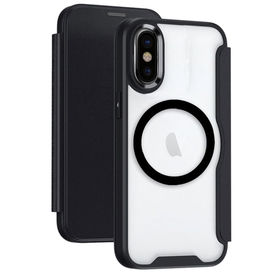 For iPhone X MagSafe RFID Blocking Adsorption Flip Leather Phone Case(Black) - More iPhone Cases by buy2fix | Online Shopping UK | buy2fix