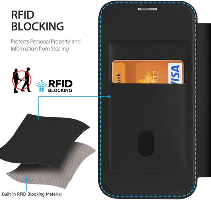 For iPhone 14 Plus MagSafe RFID Blocking Adsorption Flip Leather Phone Case(Black) - iPhone 14 Plus Cases by buy2fix | Online Shopping UK | buy2fix