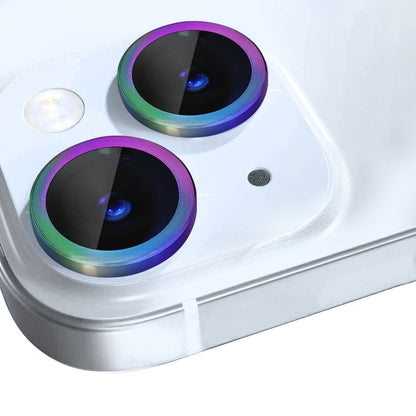 For iPhone 15 / 15 Plus NORTHJO Camera Lens Protector Tempered Glass CD Vein Metal Ring Film(Colorful) - iPhone 15 Tempered Glass by NORTHJO | Online Shopping UK | buy2fix