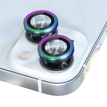 For iPhone 15 / 15 Plus NORTHJO Camera Lens Protector Tempered Glass CD Vein Metal Ring Film(Colorful) - iPhone 15 Tempered Glass by NORTHJO | Online Shopping UK | buy2fix
