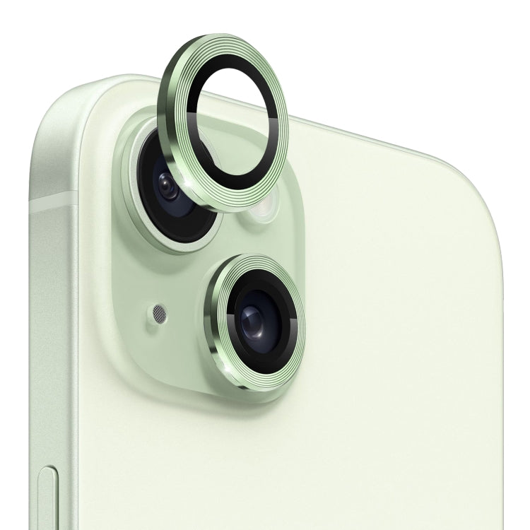 For iPhone 15 / 15 Plus NORTHJO Camera Lens Protector Tempered Glass CD Vein Metal Ring Film(Green) - iPhone 15 Tempered Glass by NORTHJO | Online Shopping UK | buy2fix