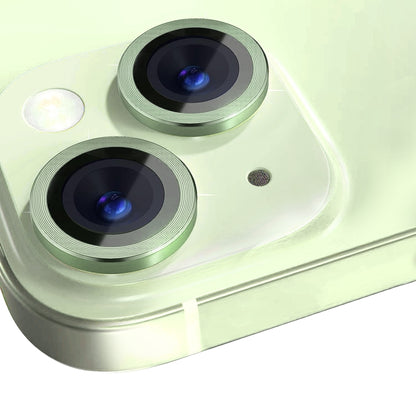 For iPhone 15 / 15 Plus NORTHJO Camera Lens Protector Tempered Glass CD Vein Metal Ring Film(Green) - iPhone 15 Tempered Glass by NORTHJO | Online Shopping UK | buy2fix
