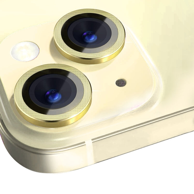 For iPhone 15 / 15 Plus NORTHJO Camera Lens Protector Tempered Glass CD Vein Metal Ring Film(Yellow) - iPhone 15 Tempered Glass by NORTHJO | Online Shopping UK | buy2fix