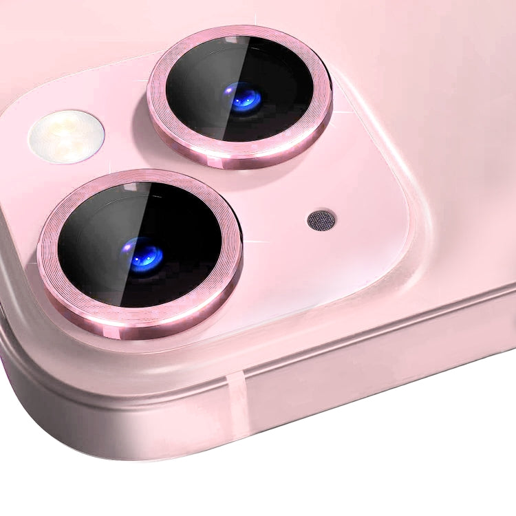 For iPhone 15 / 15 Plus NORTHJO Camera Lens Protector Tempered Glass CD Vein Metal Ring Film(Pink) - iPhone 15 Tempered Glass by NORTHJO | Online Shopping UK | buy2fix