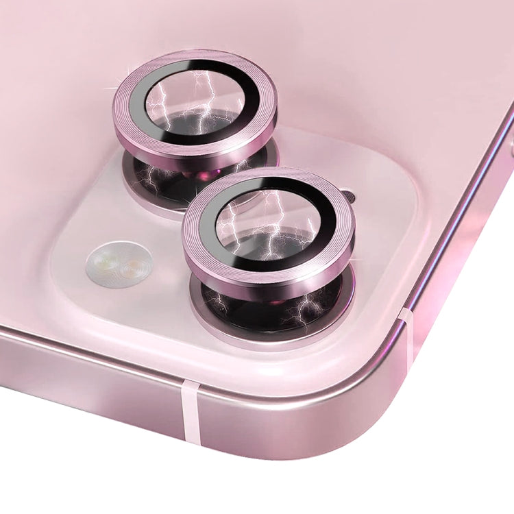 For iPhone 15 / 15 Plus NORTHJO Camera Lens Protector Tempered Glass CD Vein Metal Ring Film(Pink) - iPhone 15 Tempered Glass by NORTHJO | Online Shopping UK | buy2fix