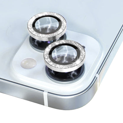 For iPhone 15 / 15 Plus NORTHJO Camera Lens Protector Tempered Glass Bling Glitter Metal Ring Film(Silver) - iPhone 15 Tempered Glass by NORTHJO | Online Shopping UK | buy2fix