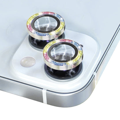 For iPhone 15 / 15 Plus NORTHJO Camera Lens Protector Tempered Glass Bling Glitter Metal Ring Film(Colorful) - iPhone 15 Tempered Glass by NORTHJO | Online Shopping UK | buy2fix