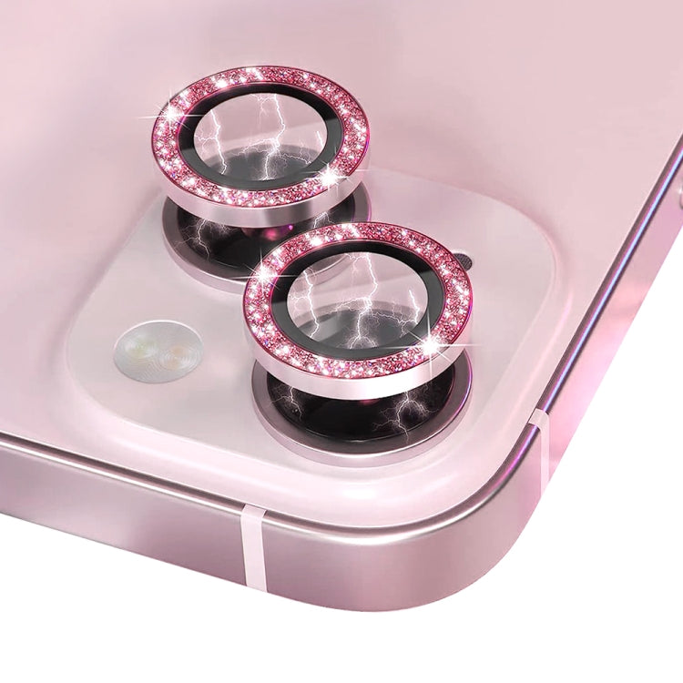 For iPhone 15 / 15 Plus NORTHJO Camera Lens Protector Tempered Glass Bling Glitter Metal Ring Film(Pink) - iPhone 15 Tempered Glass by NORTHJO | Online Shopping UK | buy2fix