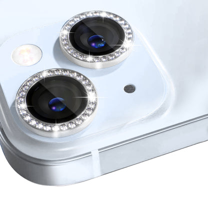 For iPhone 15 / 15 Plus NORTHJO Camera Lens Protector Tempered Glass Metal Rhinestone Ring Film(Silver) - iPhone 15 Tempered Glass by NORTHJO | Online Shopping UK | buy2fix