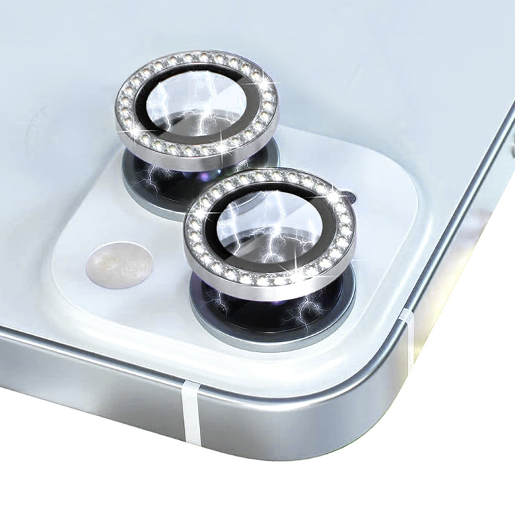For iPhone 15 / 15 Plus NORTHJO Camera Lens Protector Tempered Glass Metal Rhinestone Ring Film(Silver) - iPhone 15 Tempered Glass by NORTHJO | Online Shopping UK | buy2fix