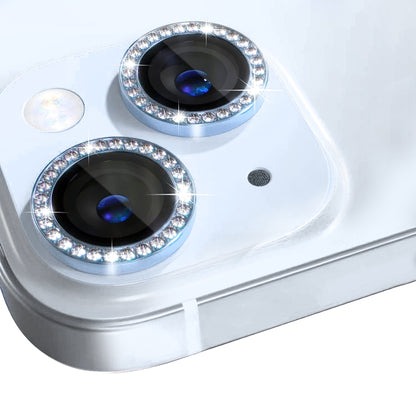 For iPhone 15 / 15 Plus NORTHJO Camera Lens Protector Tempered Glass Metal Rhinestone Ring Film(Blue) - iPhone 15 Tempered Glass by NORTHJO | Online Shopping UK | buy2fix