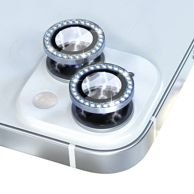 For iPhone 15 / 15 Plus NORTHJO Camera Lens Protector Tempered Glass Metal Rhinestone Ring Film(Blue) - iPhone 15 Tempered Glass by NORTHJO | Online Shopping UK | buy2fix