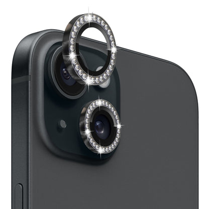 For iPhone 15 / 15 Plus NORTHJO Camera Lens Protector Tempered Glass Metal Rhinestone Ring Film(Graphite) - iPhone 15 Tempered Glass by NORTHJO | Online Shopping UK | buy2fix