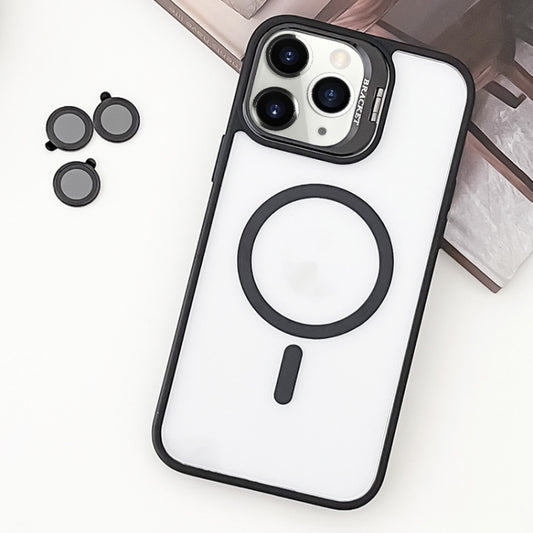 For iPhone 11 Pro Max MagSafe Acrylic Hybrid TPU Holder Phone Case with Lens film(Black) by buy2fix