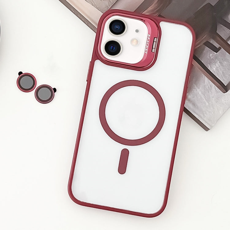 For iPhone 11 MagSafe Acrylic Hybrid TPU Holder Phone Case with Lens film(Red) - iPhone 11 Cases by buy2fix | Online Shopping UK | buy2fix