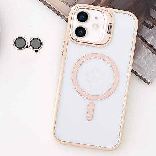 For iPhone 11 MagSafe Acrylic Hybrid TPU Holder Phone Case with Lens film(Pink) by buy2fix