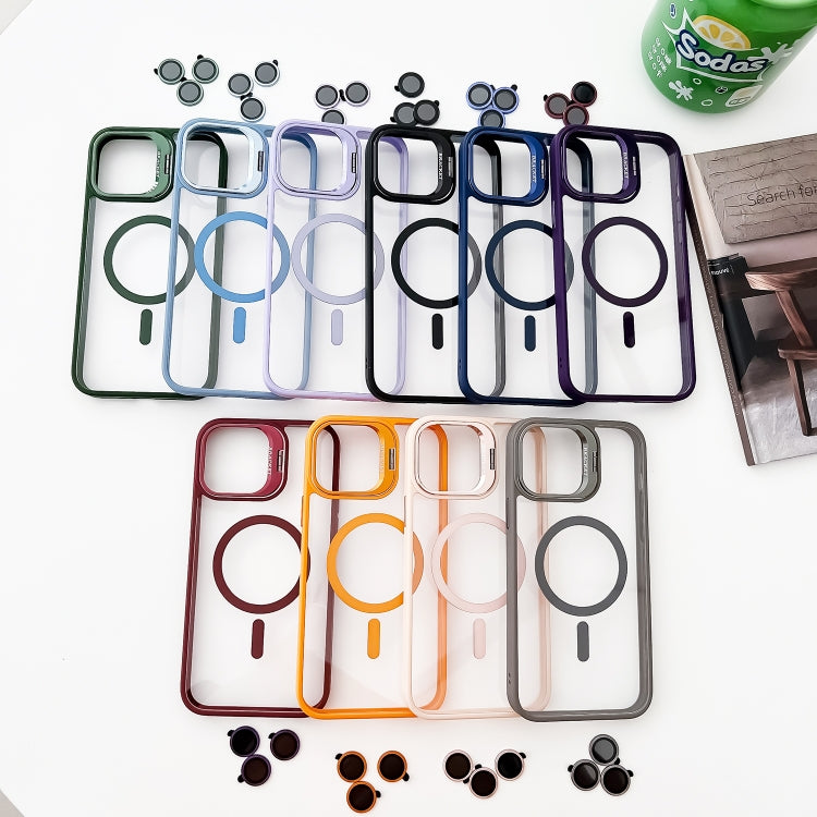 For iPhone 11 MagSafe Acrylic Hybrid TPU Holder Phone Case with Lens film(Pink) by buy2fix