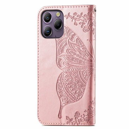 For Blackview A96 Butterfly Love Flower Embossed Leather Phone Case(Rose Gold) - More Brand by buy2fix | Online Shopping UK | buy2fix