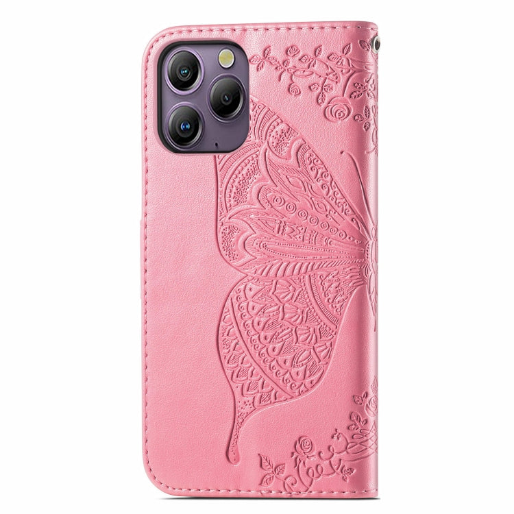 For Blackview A96 Butterfly Love Flower Embossed Leather Phone Case(Pink) - More Brand by buy2fix | Online Shopping UK | buy2fix