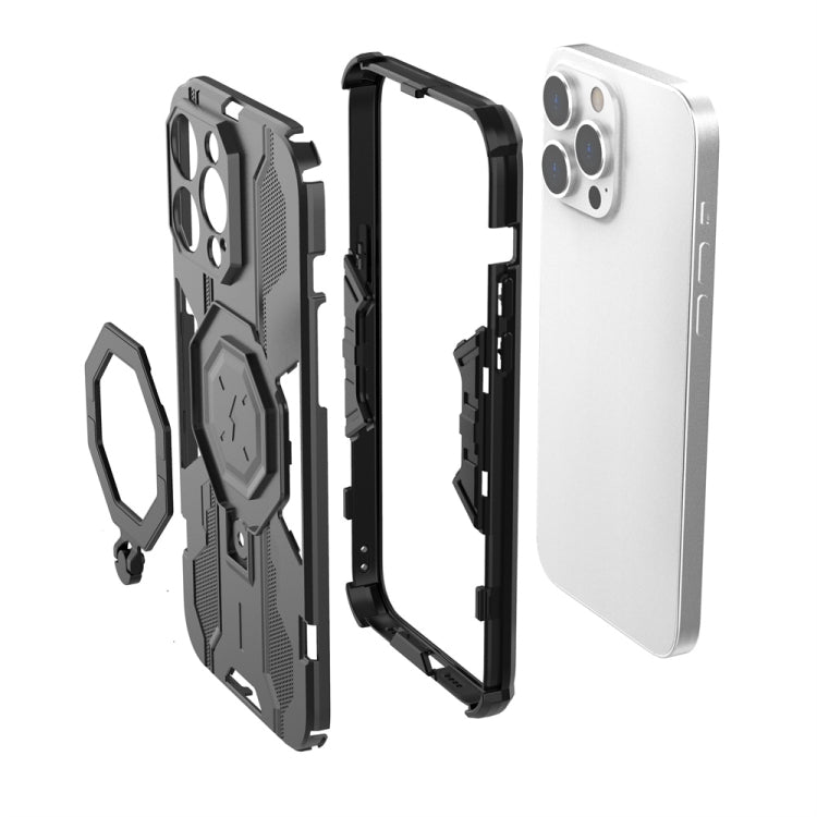 For iPhone 14 Pro Max MagSafe Supersonic Armor Holder PC Hybrid TPU Phone Case(Black) - iPhone 14 Pro Max Cases by buy2fix | Online Shopping UK | buy2fix
