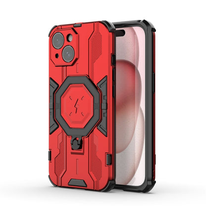 For iPhone 15 MagSafe Supersonic Armor Holder PC Hybrid TPU Phone Case(Red) - iPhone 15 Cases by buy2fix | Online Shopping UK | buy2fix