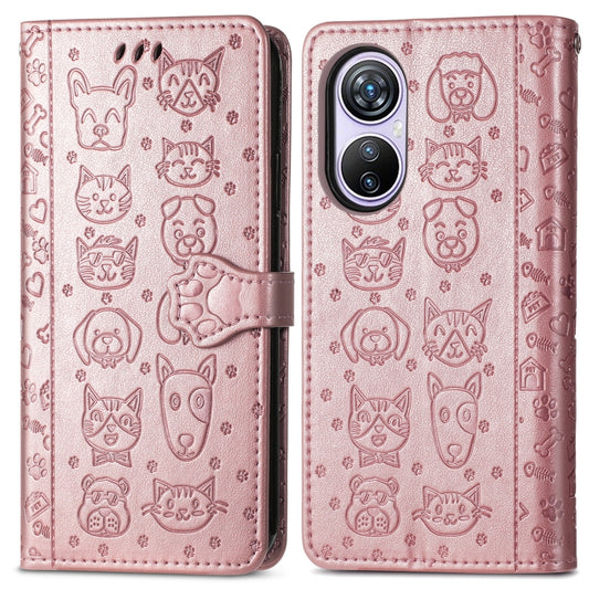 For Blackview A200 Pro Cat and Dog Embossed Leather Phone Case(Rose Gold) by buy2fix