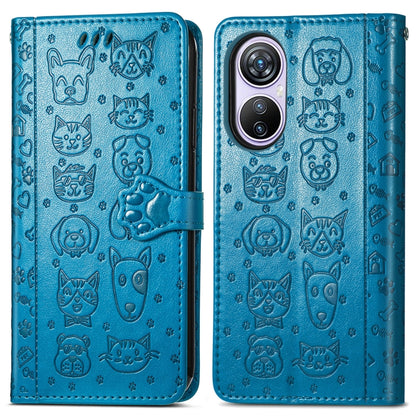 For Blackview A200 Pro Cat and Dog Embossed Leather Phone Case(Blue) - More Brand by buy2fix | Online Shopping UK | buy2fix