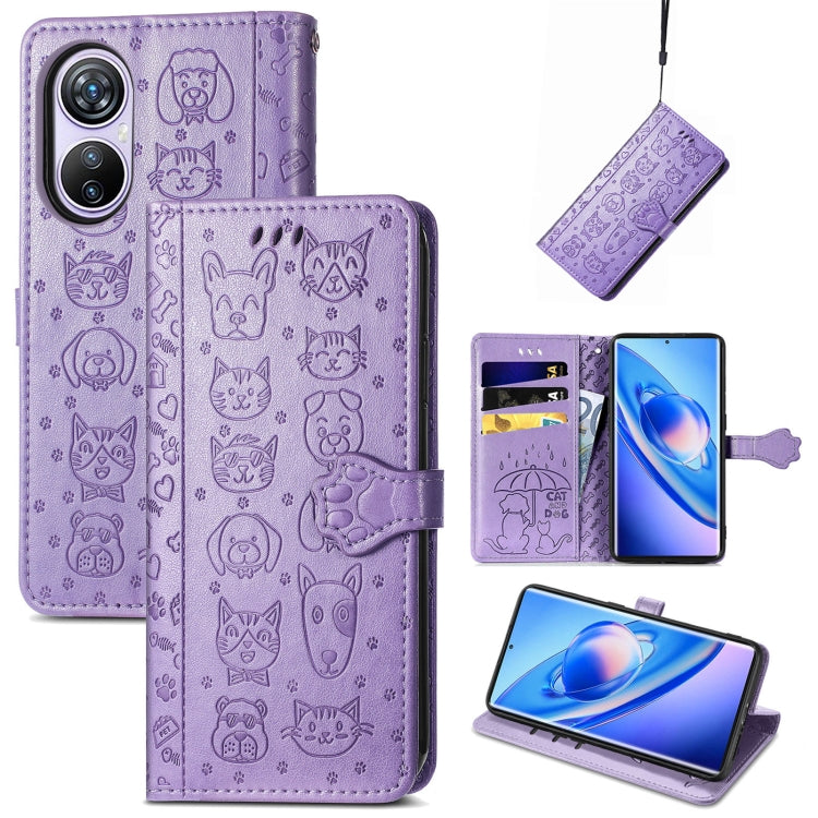 For Blackview A200 Pro Cat and Dog Embossed Leather Phone Case(Purple) by buy2fix