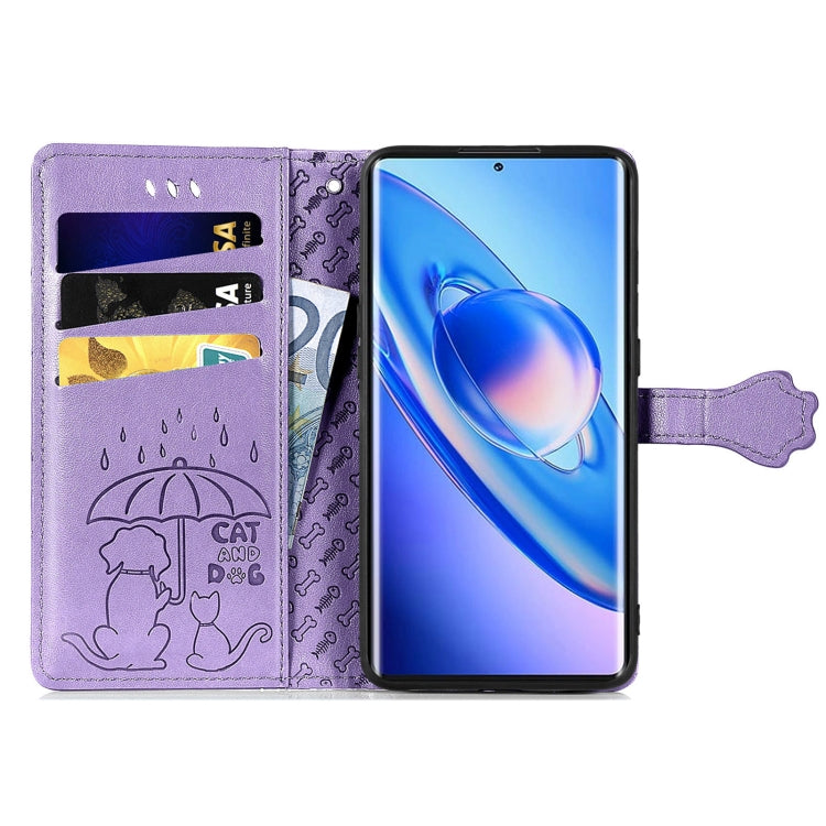 For Blackview A200 Pro Cat and Dog Embossed Leather Phone Case(Purple) by buy2fix