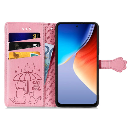 For Blackview A96 Cat and Dog Embossed Leather Phone Case(Pink) - More Brand by buy2fix | Online Shopping UK | buy2fix