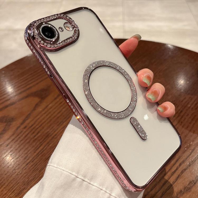 For iPhone 16e Diamond Plated MagSafe TPU Phone Case(Pink) - iPhone 16e Cases by buy2fix | Online Shopping UK | buy2fix