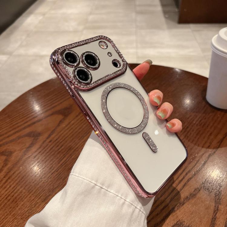 For iPhone 17 Pro Max Diamond Plated MagSafe TPU Phone Case(Pink) - iPhone 17 Pro Max Cases by buy2fix | Online Shopping UK | buy2fix