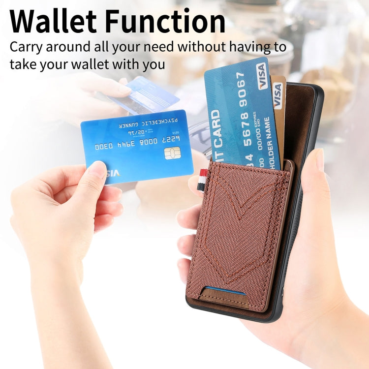 For Samsung Galaxy S25 5G Denim Texture Leather Skin Phone Case with Card Slot(Brown) by buy2fix