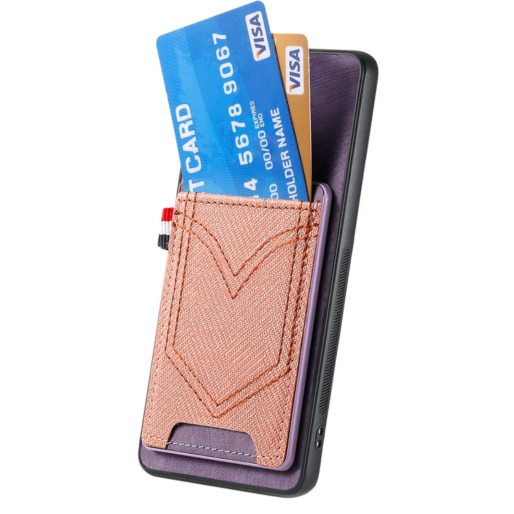 For Samsung Galaxy S25 5G Denim Texture Leather Skin Phone Case with Card Slot(Purple) by buy2fix