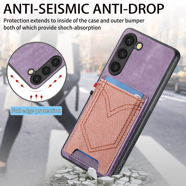 For Samsung Galaxy S25 5G Denim Texture Leather Skin Phone Case with Card Slot(Purple) by buy2fix