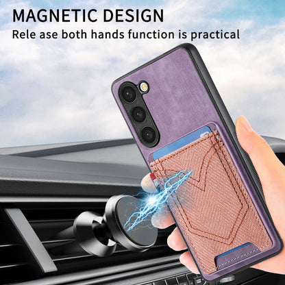 For Samsung Galaxy S25 5G Denim Texture Leather Skin Phone Case with Card Slot(Purple) by buy2fix