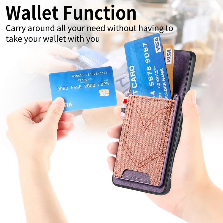 For Samsung Galaxy S25 5G Denim Texture Leather Skin Phone Case with Card Slot(Purple) by buy2fix