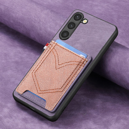 For Samsung Galaxy S25 5G Denim Texture Leather Skin Phone Case with Card Slot(Purple) by buy2fix