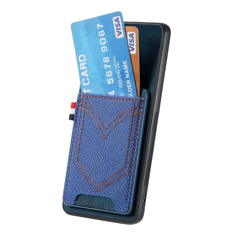 For Samsung Galaxy S25 Ultra 5G Denim Texture Leather Skin Phone Case with Card Slot(Blue) by buy2fix