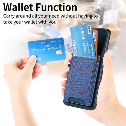 For Samsung Galaxy S25 Ultra 5G Denim Texture Leather Skin Phone Case with Card Slot(Blue) by buy2fix
