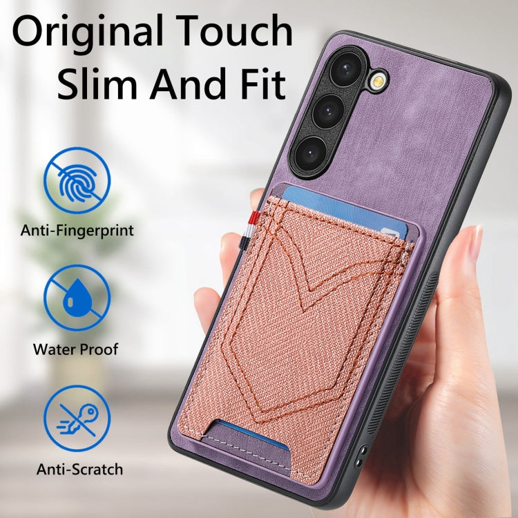For Samsung Galaxy S25 Ultra 5G Denim Texture Leather Skin Phone Case with Card Slot(Purple) by buy2fix