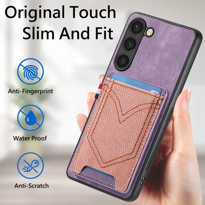 For Samsung Galaxy S25 Ultra 5G Denim Texture Leather Skin Phone Case with Card Slot(Purple) by buy2fix