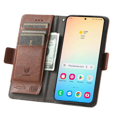 For Samsung Galaxy S25+ 5G CaseNeo Splicing Dual Magnetic Buckle Leather Phone Case(Brown) - Galaxy S25+ 5G Cases by CaseNeo | Online Shopping UK | buy2fix